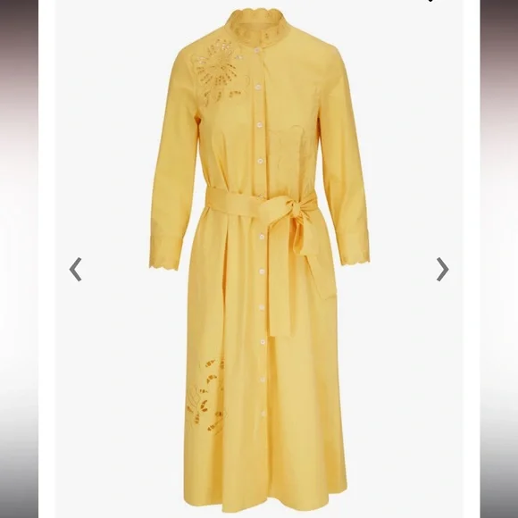 Carolina Herrera Eyelet Embroidered Midi Shirt dress NWT sz 8 - Picture 2 of 13